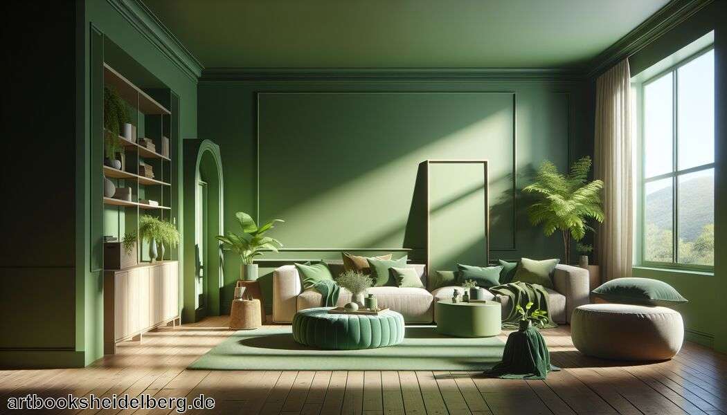 Pflegeleichte Wandfarben für den Alltag   - Grüne Wand im Wohnzimmer » Die optimale Wandfarbe für Grün  