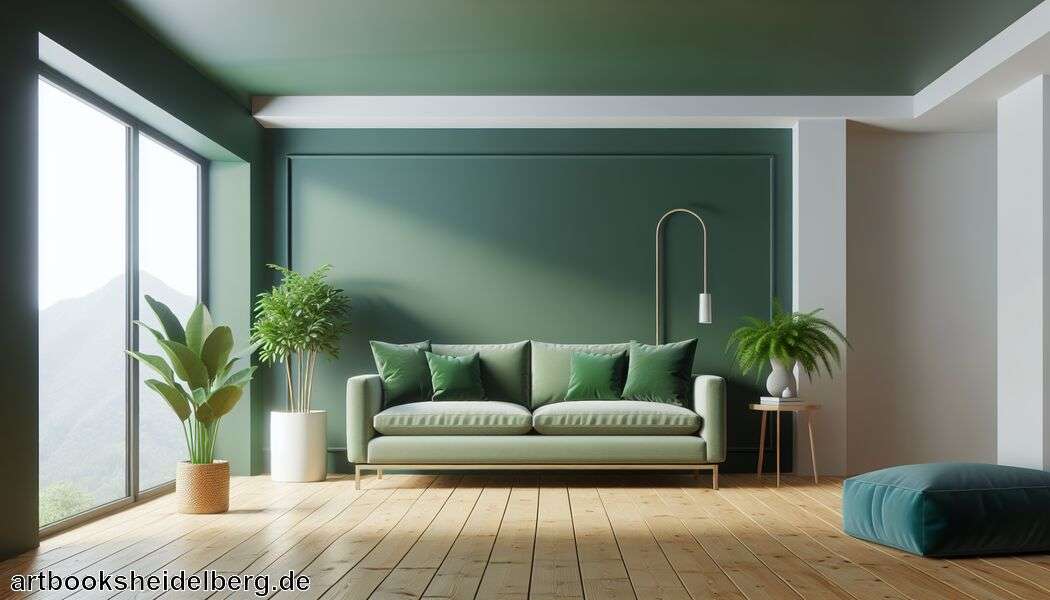 Dunkle Farben für eleganten Look kombinieren   - Grünes Sofa: Welche Wandfarbe? » Wandfarben mit einem grünen Sofa  