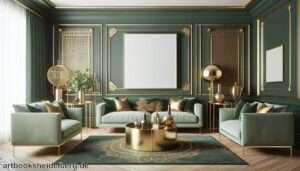 Wohnzimmer in Grün und Gold » Stilvolle Kombination in Grün und Gold