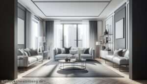 Modernes Wohnzimmer in Grau und Weiß » Stilvolles Wohnzimmer in Grau und Weiß